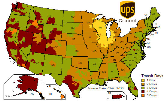 UPS Ground map